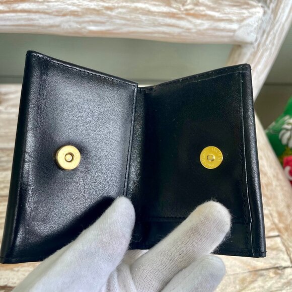 Authentic GIVENCHY Bi-fold Leather Small Wallet Logo Black w Snap Coin UNISEX - Picture 11 of 11